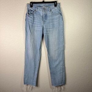 Old Navy High Rise‎ Slouchy Straight Jeans Light Wash Frayed Hem Women's Size 2